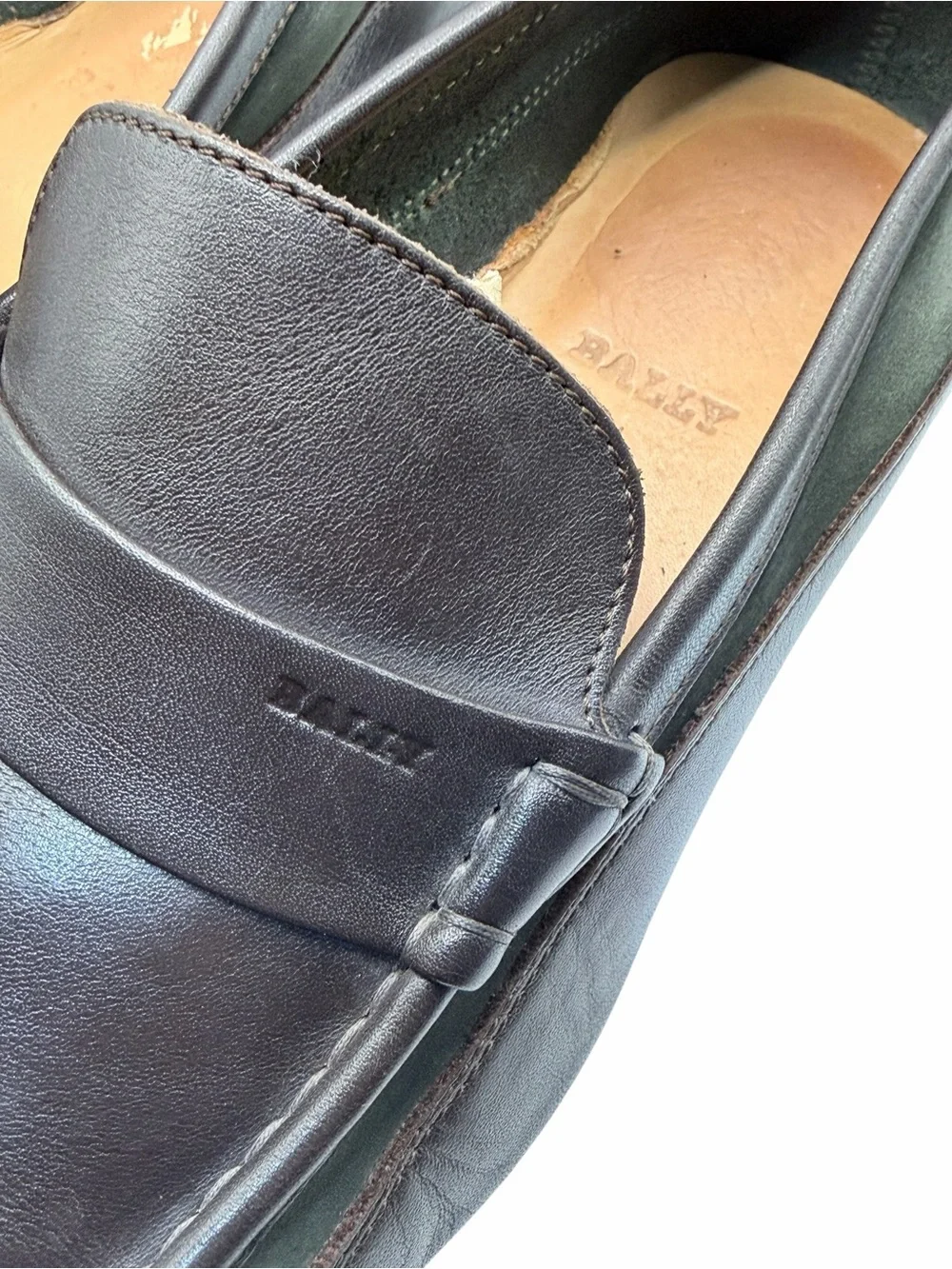 Bally Rumo Brown Leather & Green Suede Loafers Men’s 9E Made in Italy